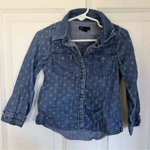 GAP Toddler Girl Blue Denim Button Down Shirt - Size 3t